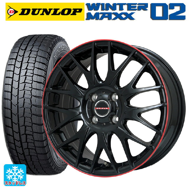 205/65R15 94Q ダンロップ ウィンターマックス 02(WM02) # ビックウェイ レイシーン プラバ 9M Jr2 GBK/RDﾘﾑ 15-6J 国産車用 スタッドレスタイヤホイール4本セット 78,562円