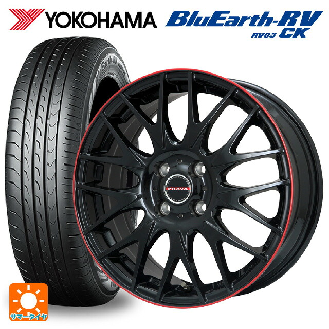 ダイハツ コペン(LA400K)用 165/60R15 77H ヨコハマ ブルーアース RV03CK # ビックウェイ レイシーン プラバ 9M Jr2 GBK/RDﾘﾑ 新品サマータイヤホイール 4本セット 60,440円