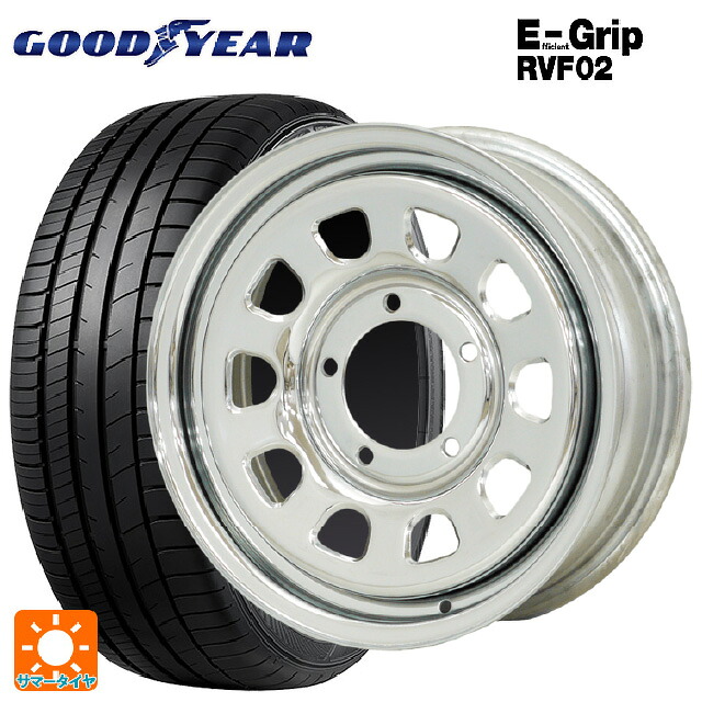 215/65R16 98H グッドイヤー エフィシェントグリップ RVF02 モリタ デイトナズ クローム 16-5.5J 国産車用 サマータイヤホイール4本セット