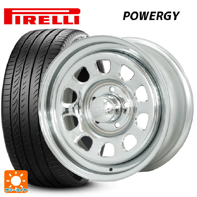 195/60R16 89H ピレリ パワジー 正規品 モリタ デイトナズ クローム 16-7J 国産車用 サマータイヤホイール4本セット