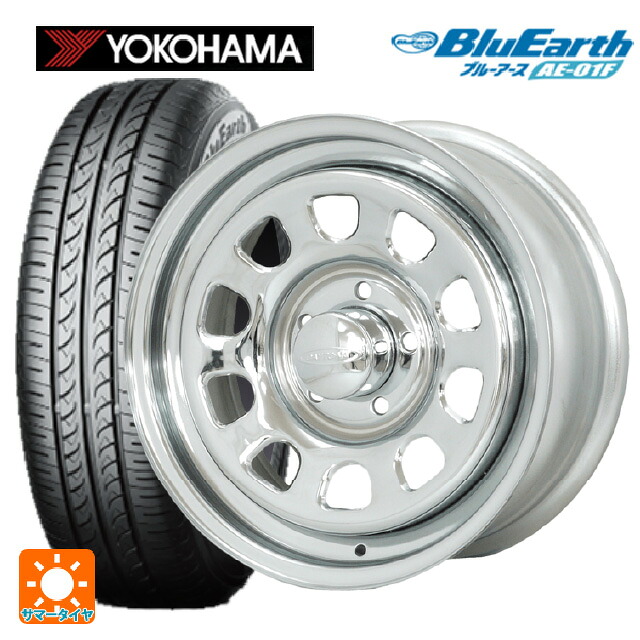 195/60R16 89H ヨコハマ ブルーアース AE01F モリタ デイトナズ クローム 16-7J 国産車用 サマータイヤホイール4本セット