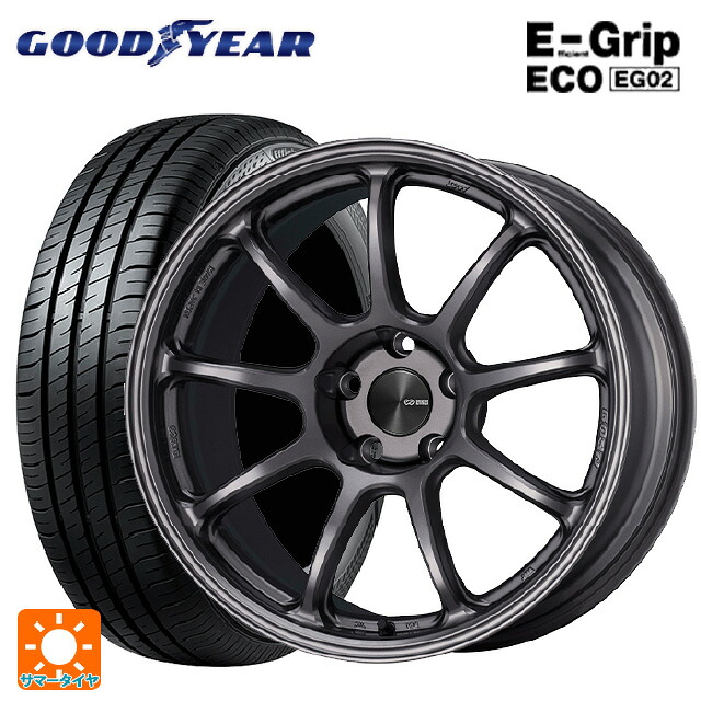 スバル レヴォーグ(VN系)用 225/45R18 95W XL グッドイヤー エフィシェントグリップ エコ EG02 エンケイ パフォーマンスライン PF09 DS 新品サマータイヤホイール 4本セット