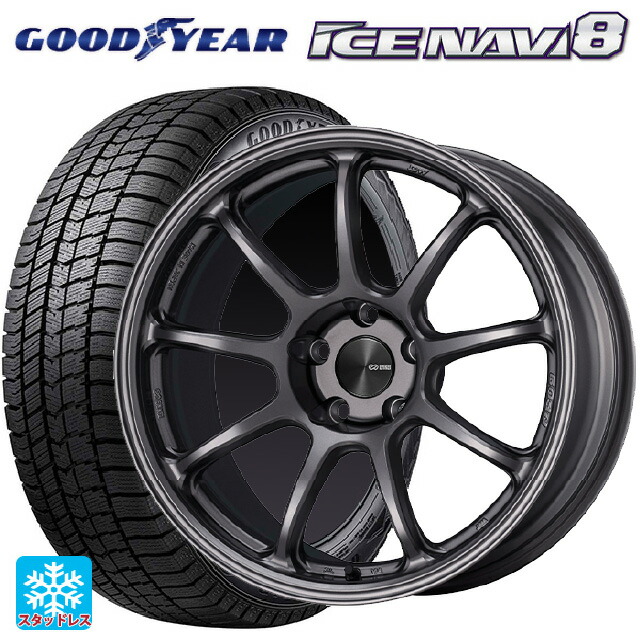 トヨタ GR86(ZN8)用 255/35R18 90Q グッドイヤー アイスナビ8 エンケイ パフォーマンスライン PF09 DS 新品スタッドレスタイヤホイール 4本セット