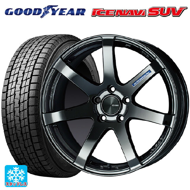 スバル レガシィアウトバック(BS系)用 225/60R18 100Q グッドイヤー アイスナビ SUV # エンケイ パフォーマンスライン PF07 SBK 新品スタッドレスタイヤホイール 4本セット|タイヤホイール専門店コニシタイヤ