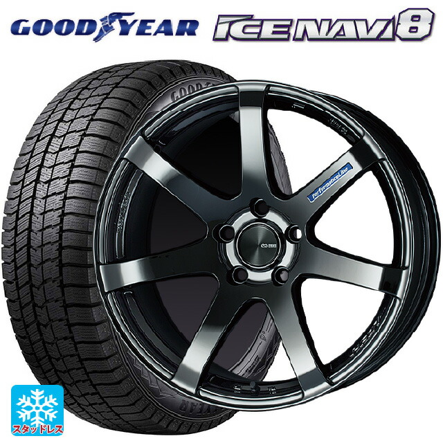 2023年製 235/50R18 97Q グッドイヤー アイスナビ8 # エンケイ パフォーマンスライン PF07 SBK 18-8J 国産車用 スタッドレスタイヤホイール4本セット|タイヤホイール専門店コニシタイヤ