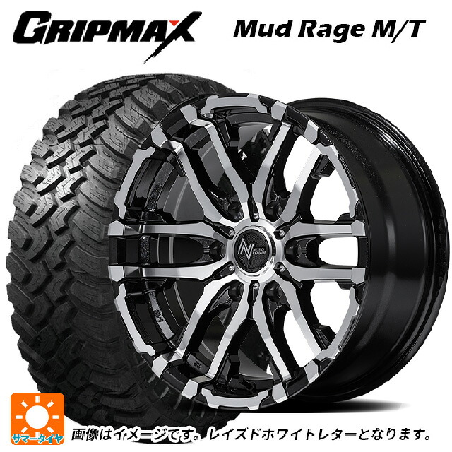 トヨタ ハイエース(200系)用 195R15 107/105Q グリップマックス マッドレイジ MT ホワイトレター エムアイディー ナイトロパワー M26 クロスファング ブラックメタリック/ミラーカット 新品サマータイヤホイール 4本セット