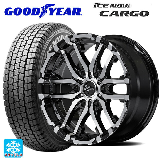ニッサン NV350キャラバン(E26系)用 195/80R15 107/105N グッドイヤー アイスナビ カーゴ # エムアイディー ナイトロパワー M26 クロスファング ブラックメタリック/ミラーカット 新品スタッドレスタイヤホイール 4本セット