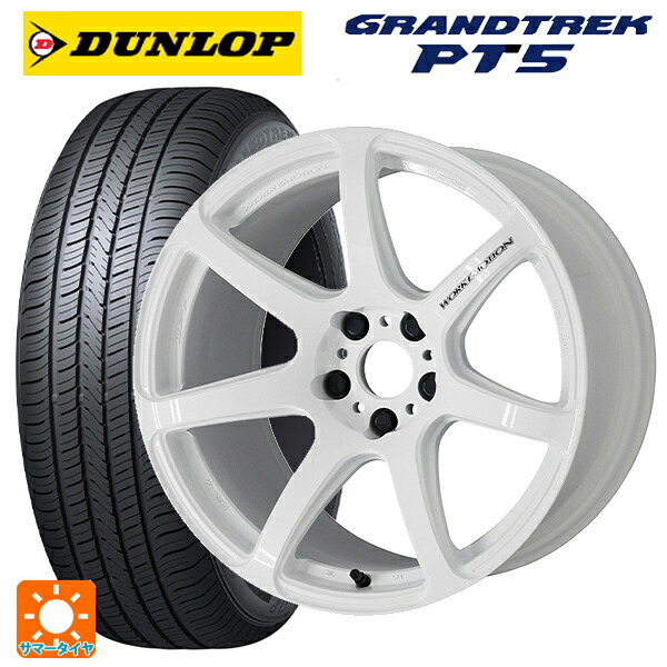 トヨタ bZ4X(11/15系)用 235/60R18 107V ダンロップ グラントレックPT5 ワーク エモーション T7R WHT 新品サマータイヤホイール 4本セット