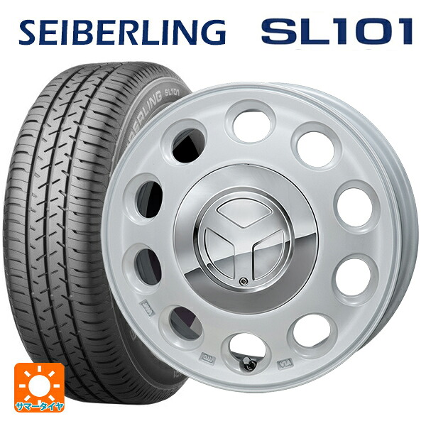 ダイハツ タフト(LA900/LA910)用 165/70R14 81S セイバーリング セイバーリング SL101(ブリヂストン工場生産） ジャパン三陽 モンツァ ピエディーノ パールホワイト 新品サマータイヤホイール 4本セット