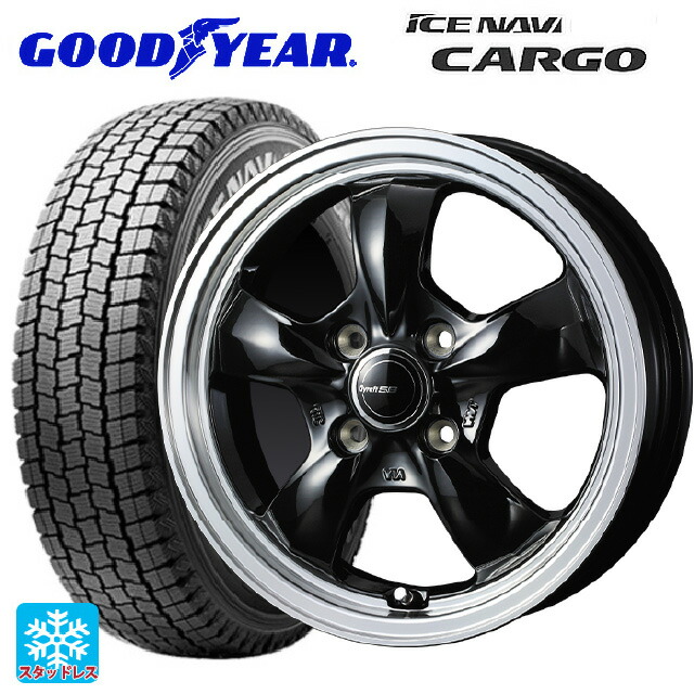 145/80R12 80/78N グッドイヤー アイスナビ カーゴ ウェッズ グラフト 5S ブラックリムポリッシュ 12-4J 国産車用 スタッドレスタイヤホイール4本セット