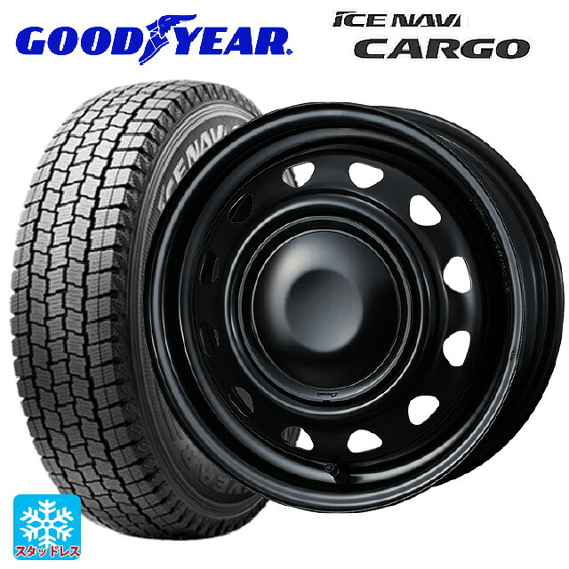 145/80R12 80/78N グッドイヤー アイスナビ カーゴ # ウェッズ ネオキャロ スチールホイール セミマットブラック+ブラックキャップ 12-3.5J 国産車用 スタッドレスタイヤホイール4本セット|タイヤホイール専門店コニシタイヤ