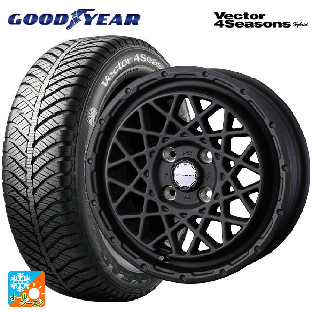 185/70R14 88H グッドイヤー ベクターフォーシーズンズ ハイブリッド ウェッズ マッドヴァンス 09 FULL MAT BLACK 14-5J 国産車用 オールシーズンタイヤホイール4本セット