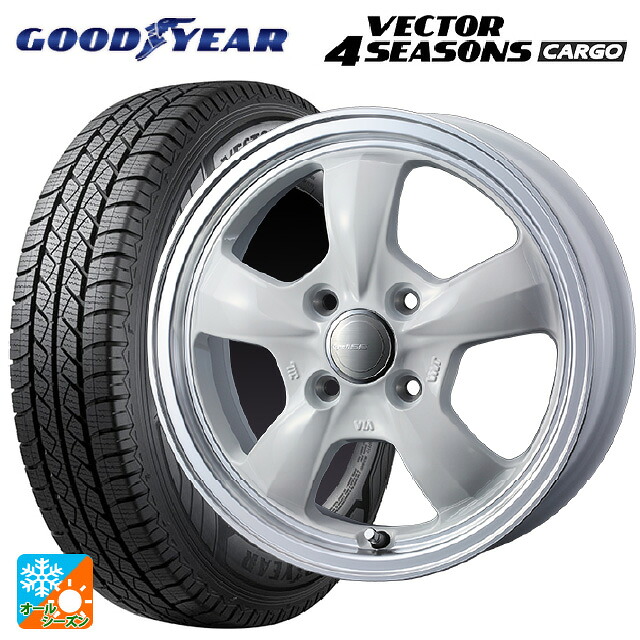 145/80R12 80/78N グッドイヤー ベクター4シーズンズ カーゴ ウェッズ グラフト 5S ホワイトリムポリッシュ 12-4J 国産車用 オールシーズンタイヤホイール4本セット|タイヤホイール専門店コニシタイヤ