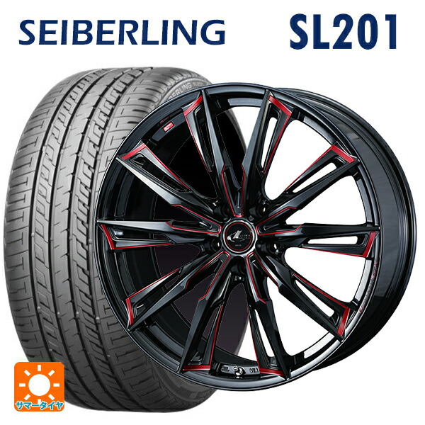 ホンダ ヴェゼル(RV系)用 225/50R18 95W セイバーリング セイバーリング SL201(ブリヂストン工場生産） ウェッズ レオニス GX BK/SC(RED) 新品サマータイヤホイール 4本セット