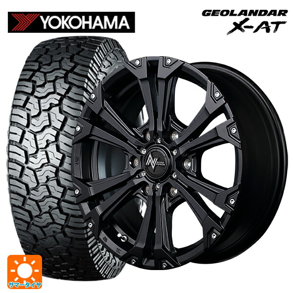 2024年製 265/65R18 122/119Q ヨコハマ ジオランダー X-AT G016 ブラックレター 正規品 # エムアイディー ナイトロパワー ジャベリン セミグロスブラック＋ピアス＆ミルド 18-8J 国産車用 サマータイヤホイール4本セット