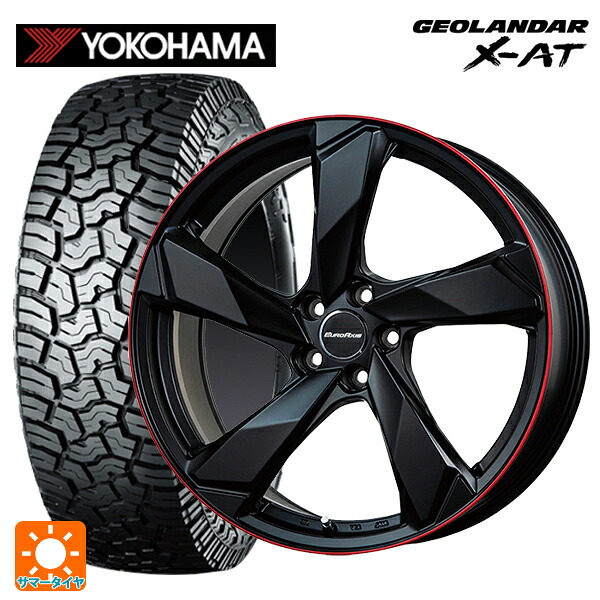 ランドローバー レンジローバー ヴェラール(LY系)用 255/60R18 117/114Q ヨコハマ ジオランダー X-AT G016 ブラックレター 正規品 ユーロアクシス クロスエッジ マットブラック/レッドリム 新品サマータイヤホイール 4本セット｜タイヤホイール専門店コニシタイヤ
