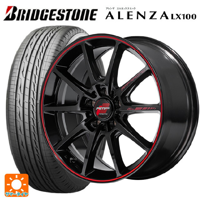 215/50R18 92V ブリヂストン アレンザLX100 正規品 エムアイディー MIDレーシング R25 プラス ブラック/リムレッドライン 18-7.5J 国産車用 サマータイヤホイール4本セット|タイヤホイール専門店コニシタイヤ