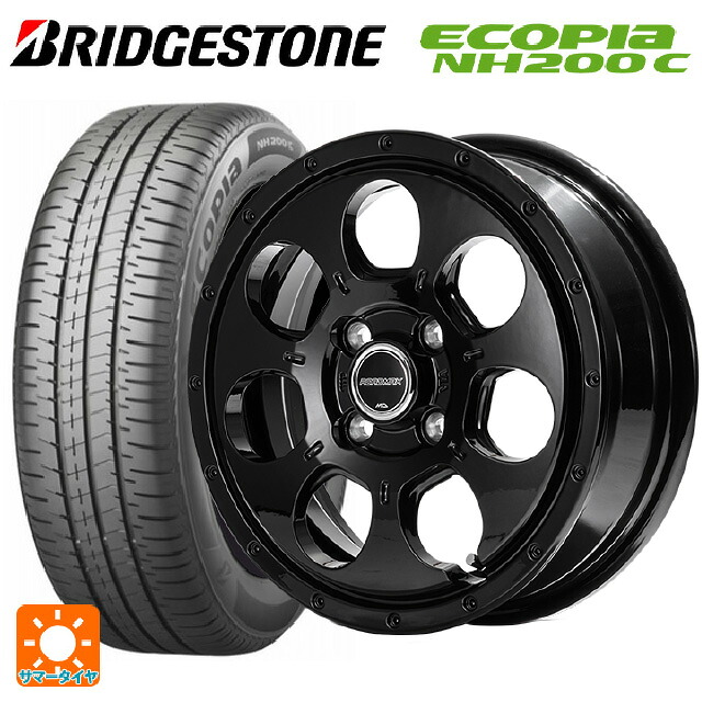 スズキ ハスラー(MR52/92S)用 165/60R15 77H ブリヂストン エコピア NH200C 正規品 エムアイディー MIDホイール マッドエージェント セミグロスブラック 新品サマータイヤホイール 4本セット