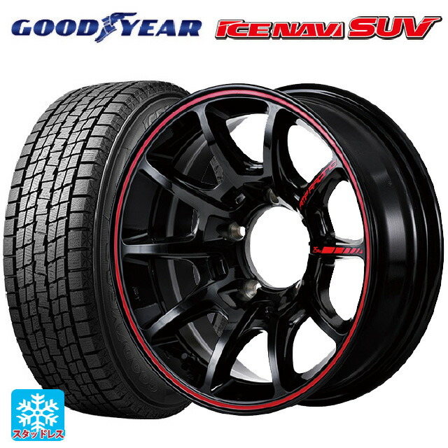 225/70R16 103Q グッドイヤー アイスナビ SUV エムアイディー MIDレーシング R25 プラス ブラック/リムレッドライン 16-5.5J 国産車用 スタッドレスタイヤホイール4本セット