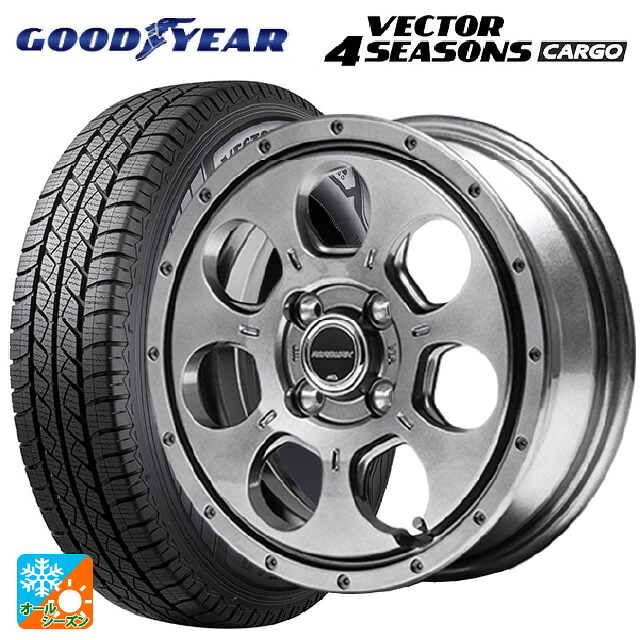 145/80R12 80/78N グッドイヤー ベクター4シーズンズ カーゴ エムアイディー MIDホイール マッドエージェント メタリックグレー 12-4J 国産車用 オールシーズンタイヤホイール4本セット｜タイヤホイール専門店コニシタイヤ