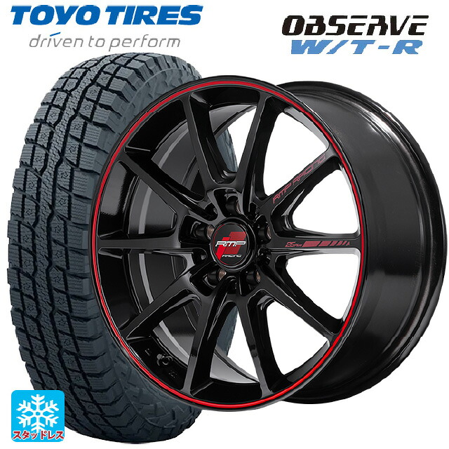 245/65R17 111Q XL トーヨー オブザーブ W/T-R エムアイディー MIDレーシング R25 プラス ブラック/リムレッドライン 17-7J 国産車用 スタッドレスタイヤホイール4本セット