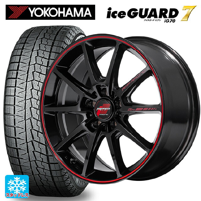 2025年製 215/60R17 96Q ヨコハマ アイスガード7(IG70) エムアイディー MIDレーシング R25 プラス ブラック/リムレッドライン 17-7J 国産車用 スタッドレスタイヤホイール4本セット