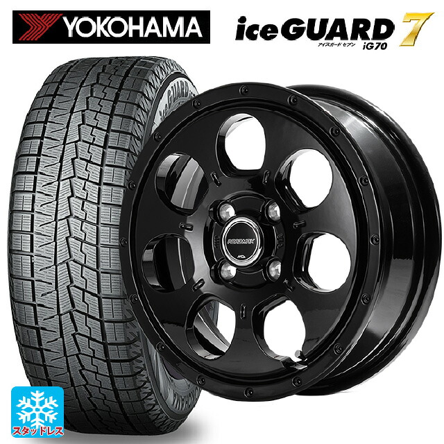 2025年製 165/55R14 72Q ヨコハマ アイスガード7(IG70) # エムアイディー MIDホイール マッドエージェント セミグロスブラック 14-4.5J 国産車用 スタッドレスタイヤホイール4本セット