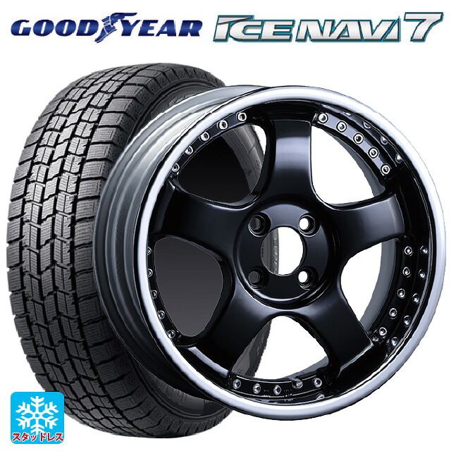 225/55R17 97Q グッドイヤー アイスナビ7(数量限定) # タナベ SSR プロフェッサー SP1R ブラック 17-7J 国産車用 スタッドレスタイヤホイール4本セット|タイヤホイール専門店コニシタイヤ