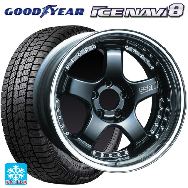 2023年製 225/60R18 100Q グッドイヤー アイスナビ8 # タナベ SSR プロフェッサー SP1 ブラック 18-7J 国産車用 スタッドレスタイヤホイール4本セット|タイヤホイール専門店コニシタイヤ