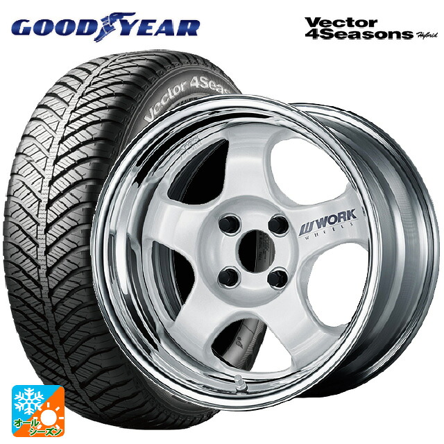 スズキ クロスビー(MND1S系)用 175/65R15 84H グッドイヤー ベクターフォーシーズンズ ハイブリッド ワーク マイスター S1 2P WHT 新品オールシーズンタイヤホイール 4本セット