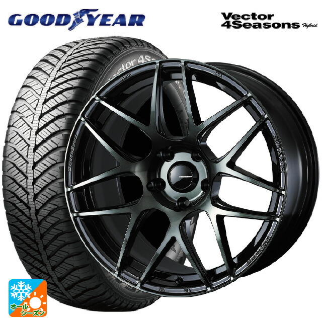 トヨタ プリウス(60系)用 195/60R17 90H グッドイヤー ベクターフォーシーズンズ ハイブリッド ウェッズ ウェッズスポーツ SA27R WBC 新品オールシーズンタイヤホイール 4本セット