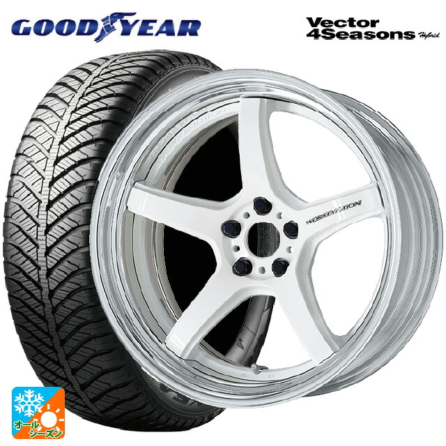 215/50R18 92H グッドイヤー ベクターフォーシーズンズ ハイブリッド ワーク エモーション T5R 2P WHT 18-7J 国産車用 オールシーズンタイヤホイール4本セット