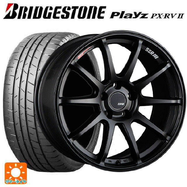 スバル レヴォーグ(VN系)用 225/45R18 95W XL ブリヂストン プレイズ PX-RV2 正規品 # タナベ SSR GT V02 フラットブラック 新品サマータイヤホイール 4本セット