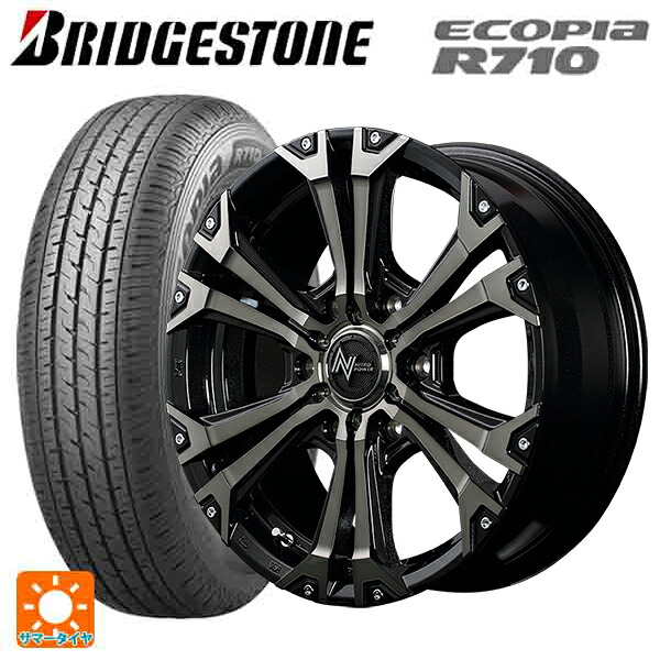 トヨタ ハイエース(200系)用 195/80R15 107/105N ブリヂストン エコピア R710 正規品 エムアイディー ナイトロパワー ジャベリン ブラックメタリックブラッククリア＋ピアス＆ミルド 新品サマータイヤホイール 4本セット