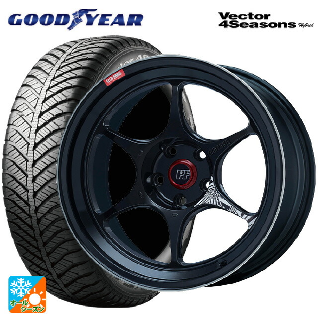 215/50R18 92H グッドイヤー ベクターフォーシーズンズ ハイブリッド エンケイ パフォーマンスライン PF06 マシニングブラック 18-8.5J 国産車用 オールシーズンタイヤホイール4本セット|タイヤホイール専門店コニシタイヤ