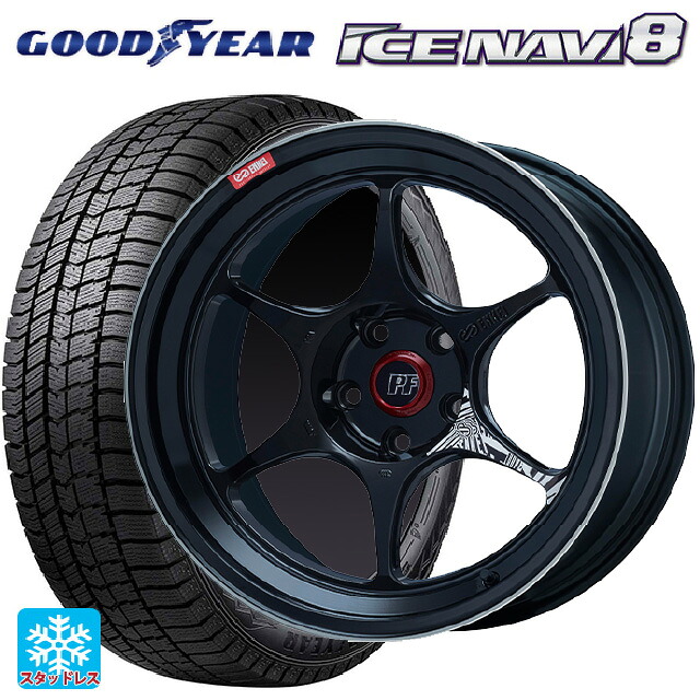 235/45R18 94Q グッドイヤー アイスナビ8 # エンケイ パフォーマンスライン PF06 マシニングブラック 18-8.5J 国産車用 スタッドレスタイヤホイール4本セット|タイヤホイール専門店コニシタイヤ