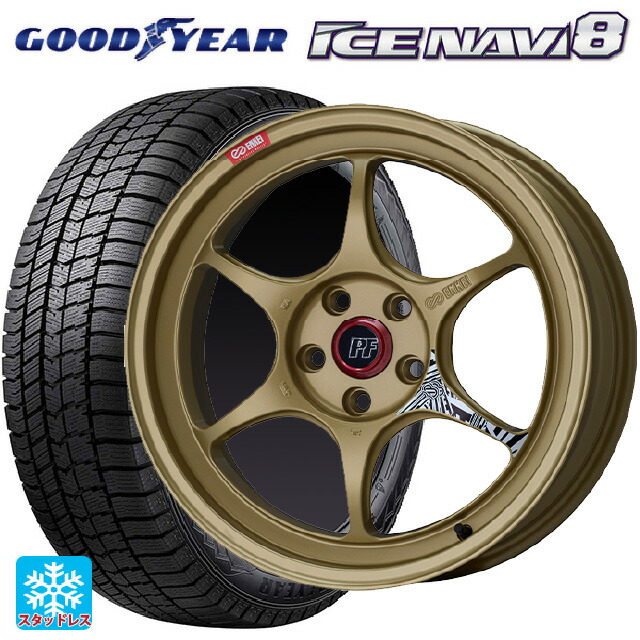 225/60R17 99Q グッドイヤー アイスナビ8 エンケイ パフォーマンスライン PF06 ゴールド 17-7.5J 国産車用 スタッドレスタイヤホイール4本セット