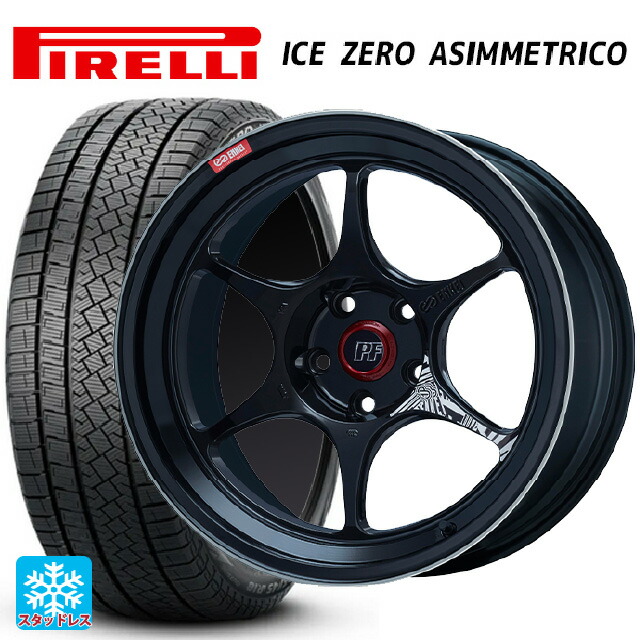 225/65R17 106H XL ピレリ アイスゼロ アシンメトリコ 正規品 # エンケイ パフォーマンスライン PF06 マシニングブラック 17-7J 国産車用 スタッドレスタイヤホイール4本セット