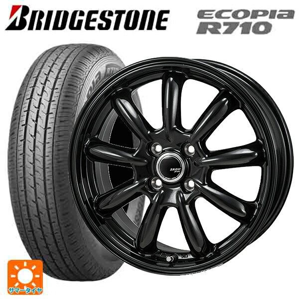 145/80R12 80/78N ブリヂストン エコピア R710 正規品 # ジャパン三陽 ザック JP209 グロスブラック 12-4J 国産車用 サマータイヤホイール4本セット