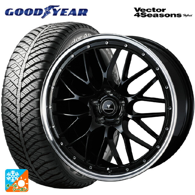 215/50R18 92H グッドイヤー ベクターフォーシーズンズ ハイブリッド ウェッズ ノヴァリス アセットエムワン ブラック/リムポリッシュ 18-7.5J 国産車用 オールシーズンタイヤホイール4本セット|タイヤホイール専門店コニシタイヤ