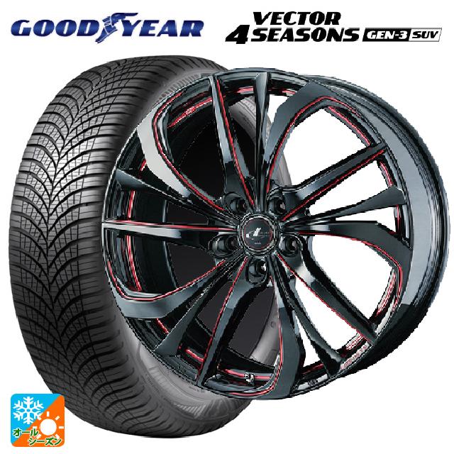 スバル レガシィアウトバック(BS系)用 225/60R18 104W XL グッドイヤー ベクター4シーズンズ ジェン3 SUV ウェッズ レオニス TE BK/SC(RED) 新品オールシーズンタイヤホイール 4本セット