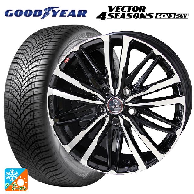 スバル レガシィアウトバック(BS系)用 225/60R18 104W XL グッドイヤー ベクター4シーズンズ ジェン3 SUV 共豊 スマック クレスト サファイアブラックポリッシュ 新品オールシーズンタイヤホイール 4本セット