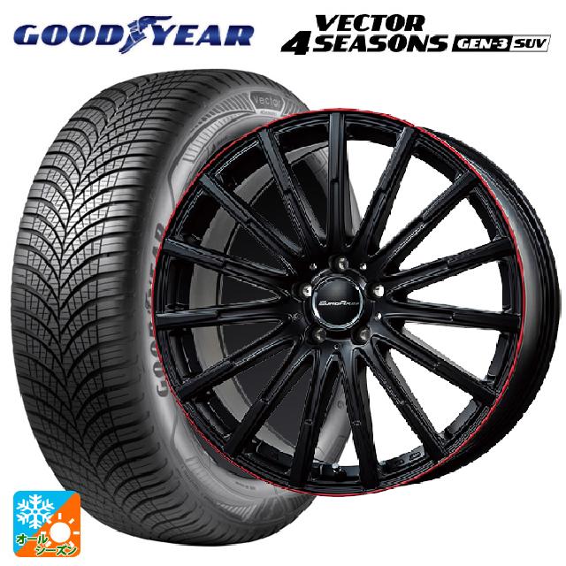 メルセデスベンツ GLC(X253)用 235/55R19 105W XL グッドイヤー ベクター4シーズンズ ジェン3 SUV ユーロアクシス エアフルト マットブラック/レッドリム 新品オールシーズンタイヤホイール 4本セット