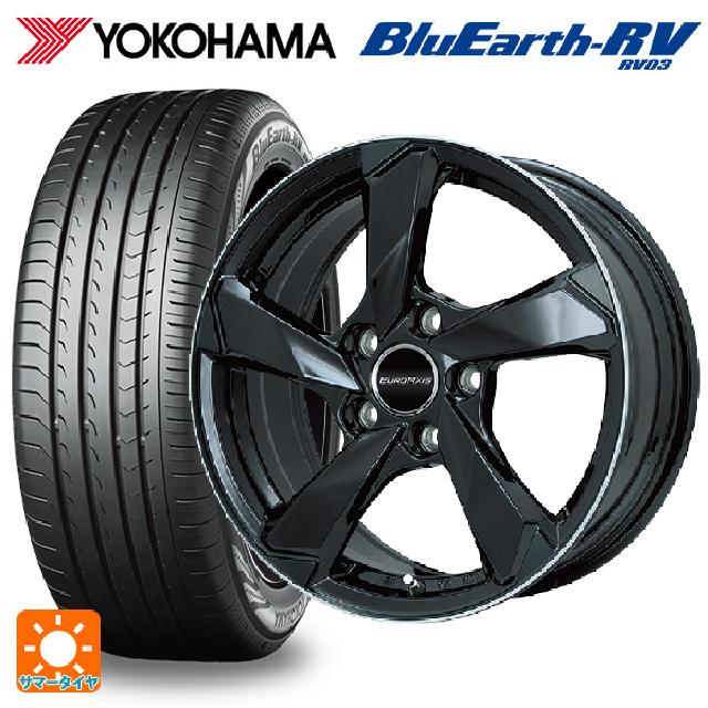 プジョー 508(R8系)用 215/55R17 94V ヨコハマ ブルーアース RV03 # ユーロアクシス クロスエッジ グロスブラック/リムポリッシュ 新品サマータイヤホイール 4本セット