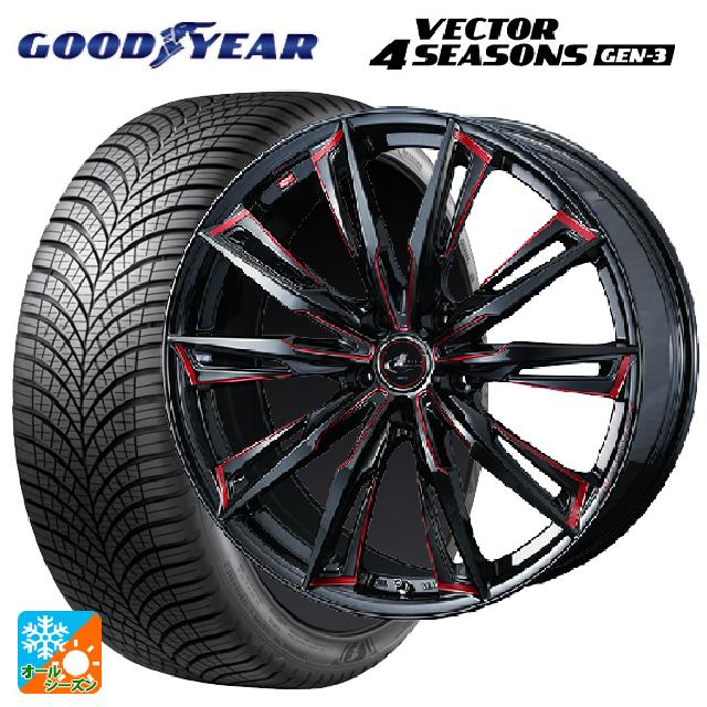 235/45R17 97Y XL グッドイヤー ベクター4シーズンズ ジェン3 ウェッズ レオニス GX BK/SC(RED) 17-7J 国産車用 オールシーズンタイヤホイール4本セット