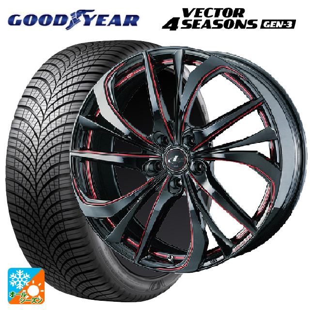 235/45R17 97Y XL グッドイヤー ベクター4シーズンズ ジェン3 ウェッズ レオニス TE BK/SC(RED) 17-7J 国産車用 オールシーズンタイヤホイール4本セット