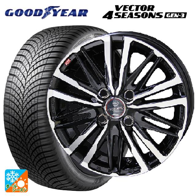 ニッサン ノートオーラ(E13)用 205/50R17 93W XL グッドイヤー ベクター4シーズンズ ジェン3 共豊 スマック クレスト サファイアブラックポリッシュ 新品オールシーズンタイヤホイール 4本セット