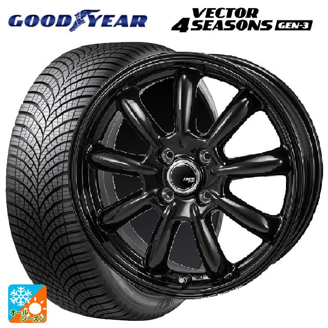 トヨタ ヤリス(10系)用 185/60R15 88V XL グッドイヤー ベクター4シーズンズ ジェン3 ジャパン三陽 ザック JP209 グロスブラック 新品オールシーズンタイヤホイール 4本セット