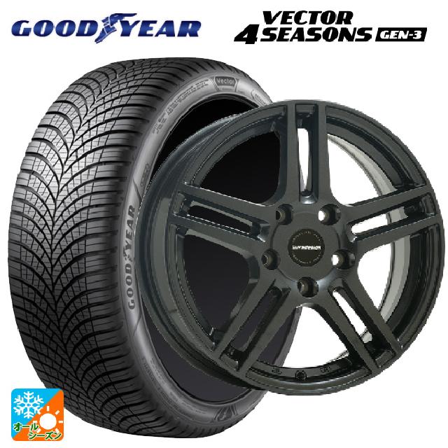 アウディ A4(8W系)用 205/60R16 96V XL グッドイヤー ベクター4シーズンズ ジェン3 阿部商会 ユーロデザイン アイガー ガンメタリック 新品オールシーズンタイヤホイール 4本セット