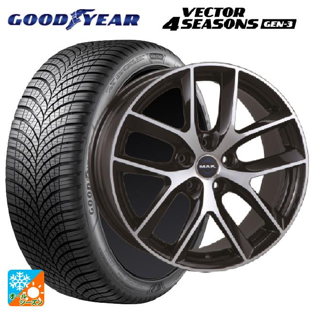 トヨタ GRカローラ(4BA-GZEA14H)用 245/40R18 97W XL グッドイヤー ベクター4シーズンズ ジェン3 阿部商会 マック ボルテージFF ブラックミラー 新品オールシーズンタイヤホイール 4本セット
